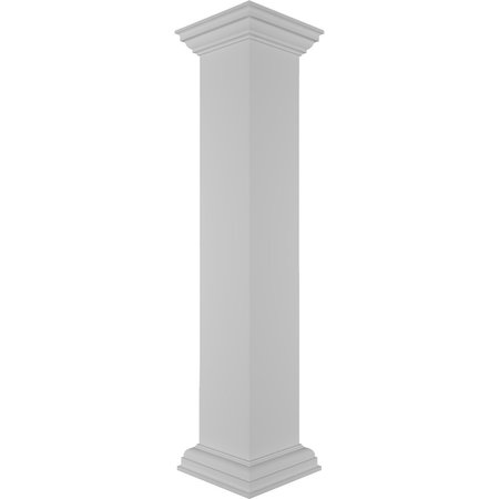 Ekena Millwork 8"W x 48"H Plain Newel Post with Peaked Capital & Base Trim (Installation kit included) NWL08X48PLP0B0